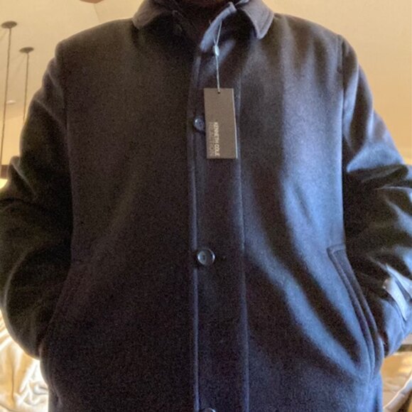 (WINTER SALE) NEW Kenneth Cole Cashmere/Wool Overcoat w/Bib - Picture 5 of 12